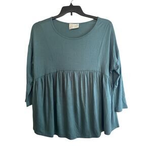 BUILT by Dreamers babydoll Top Blue Soft Half Sleeve Loose Fit Women's Small